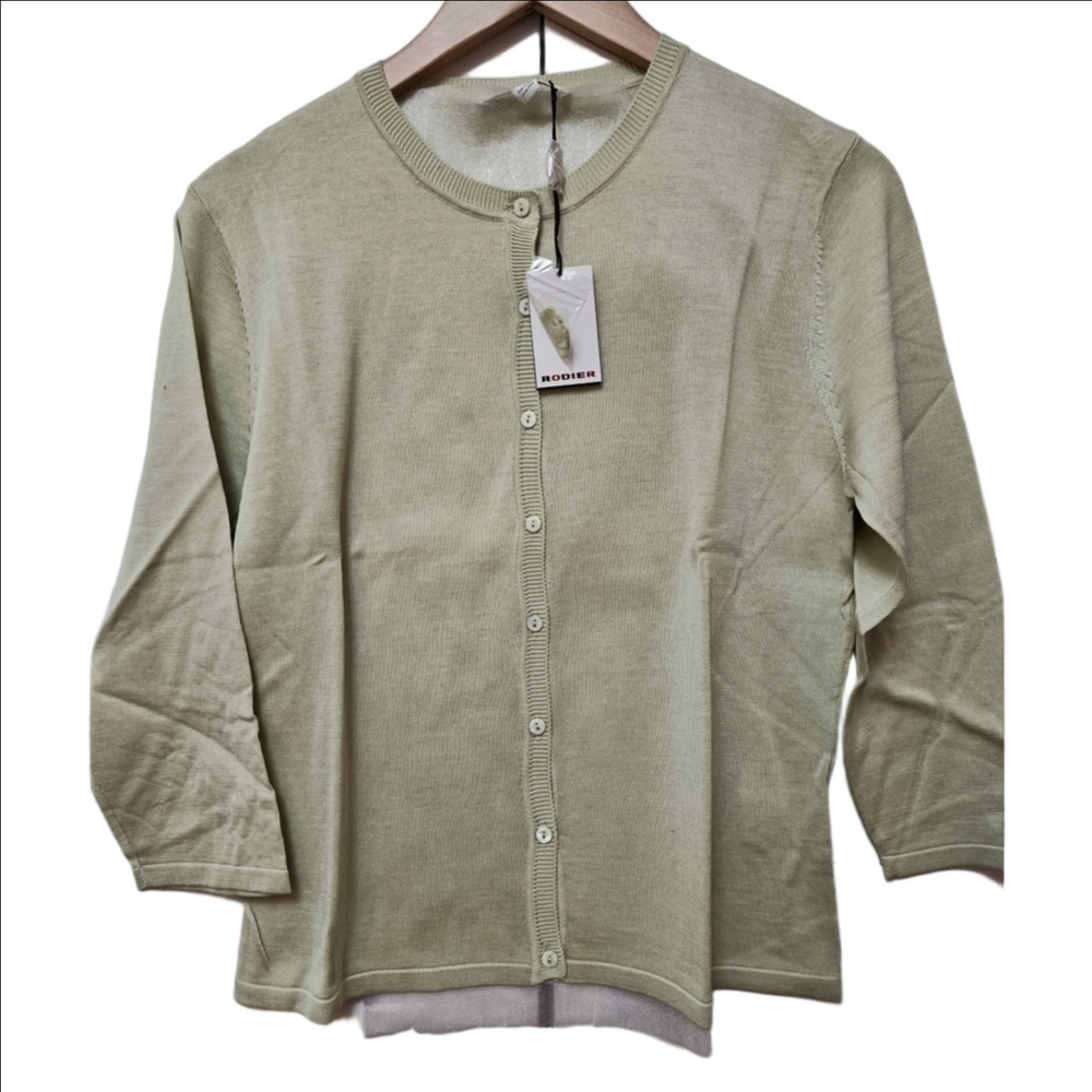 BNWT NEW RODIER PARIS SILK CARDIGAN MINT GREEN